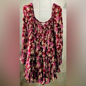 BTFL-Life Floral Red and Pink Women's Dress, Size: M